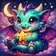 Cartoon avatar of a vibrant, multicolored cat with oversized eyes and a playful expression, perfect for a friendly, trustwort